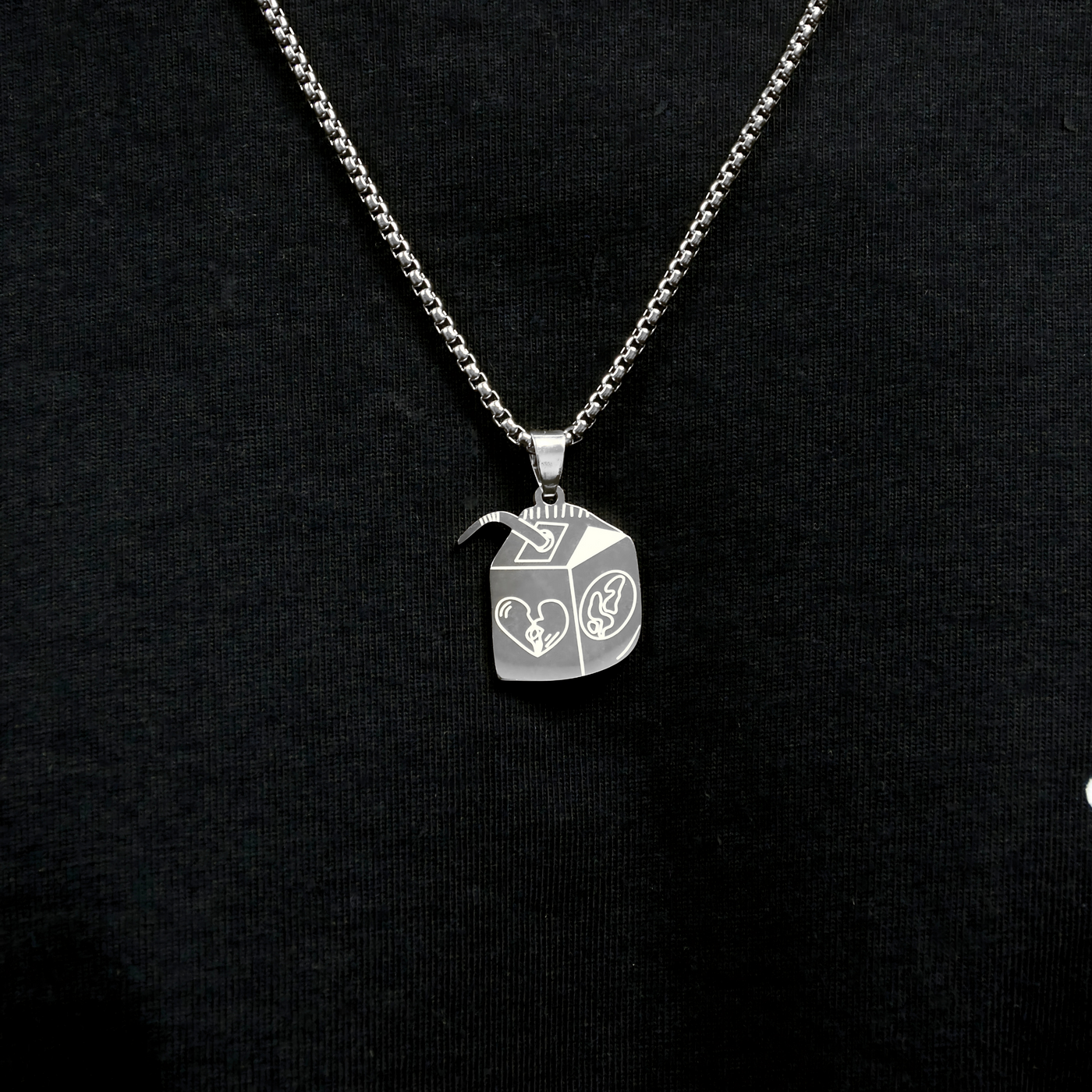 Juice Box Pendant + Free Chain