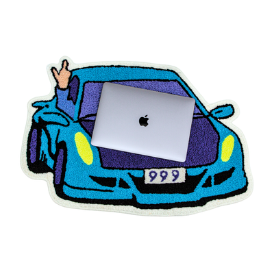 GBGR Blue Racer Car Rug